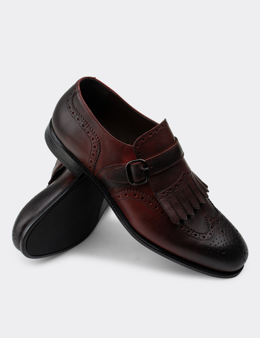Hakiki Deri Özel Üretim Bordo Klasik Erkek Ayakkabı - 01680MBRDC01