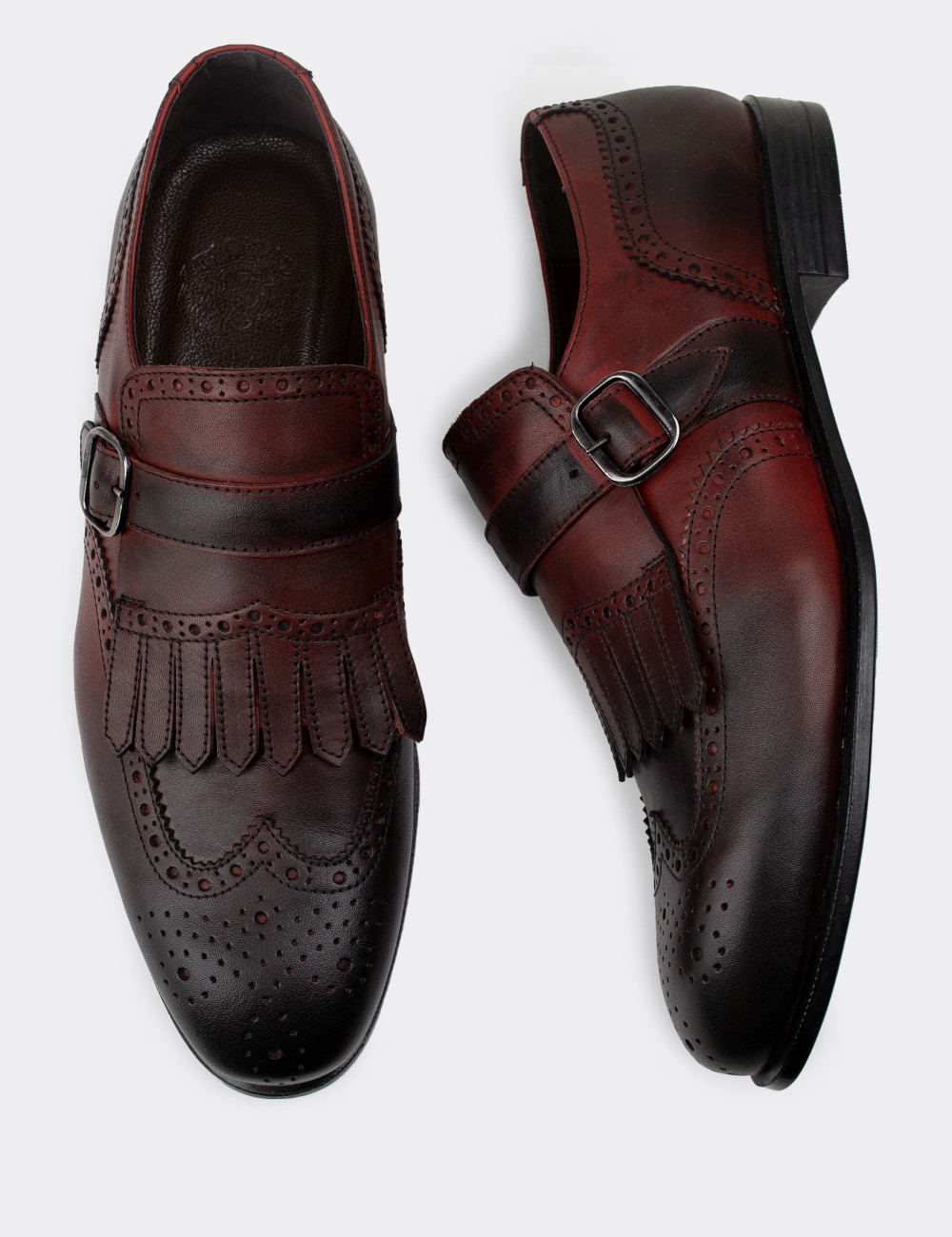 Hakiki Deri Özel Üretim Bordo Klasik Erkek Ayakkabı - 01680MBRDC01