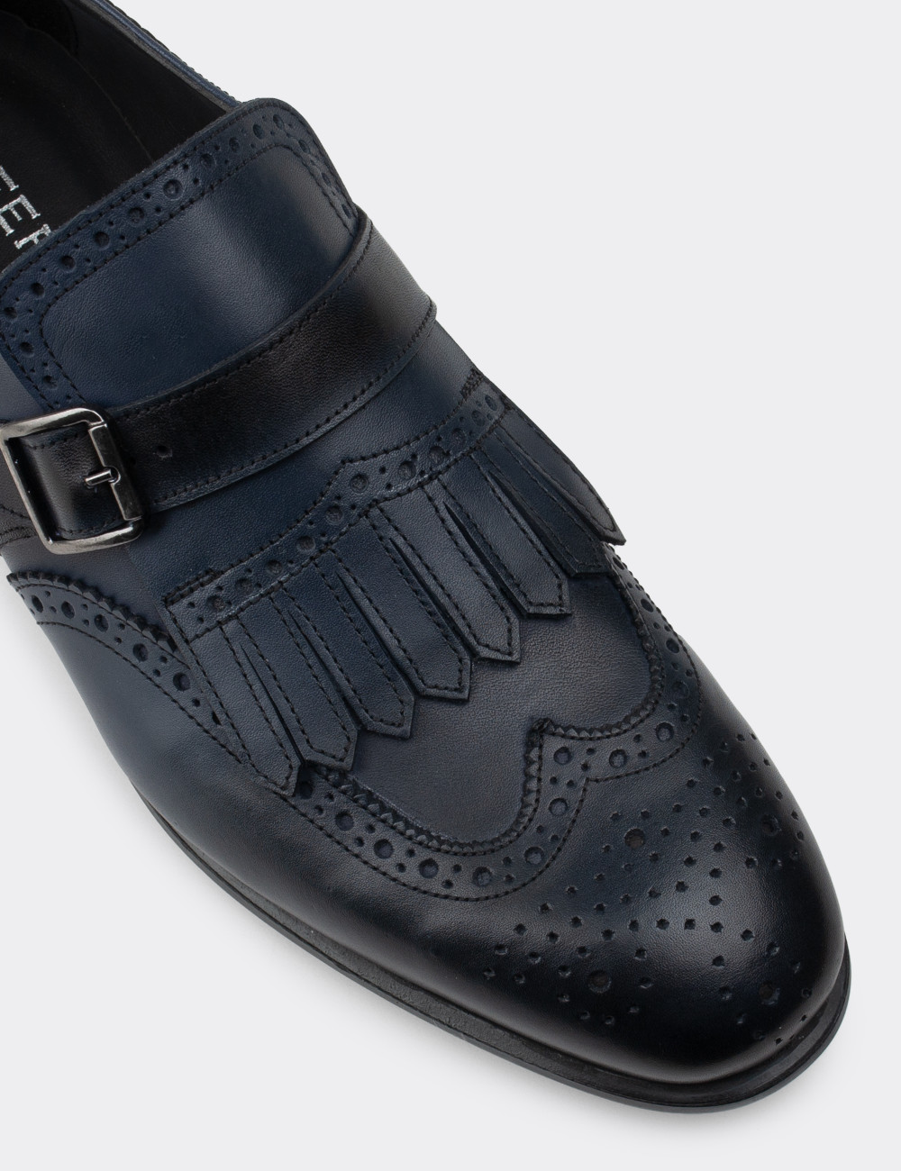 Hakiki Deri Lacivert Özel Üretim Klasik Erkek Ayakkabı - 01680MLCVC03