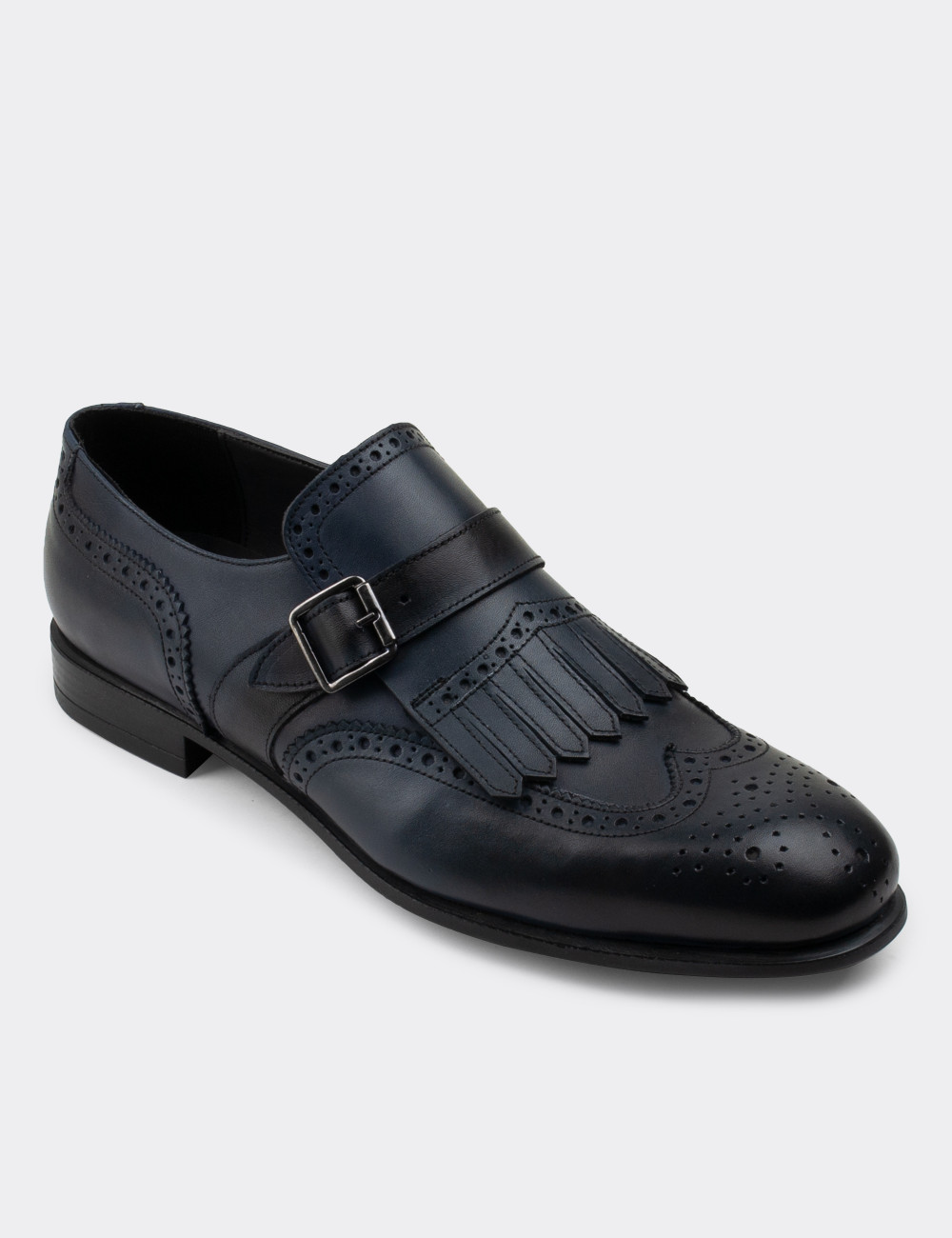 Hakiki Deri Lacivert Özel Üretim Klasik Erkek Ayakkabı - 01680MLCVC03