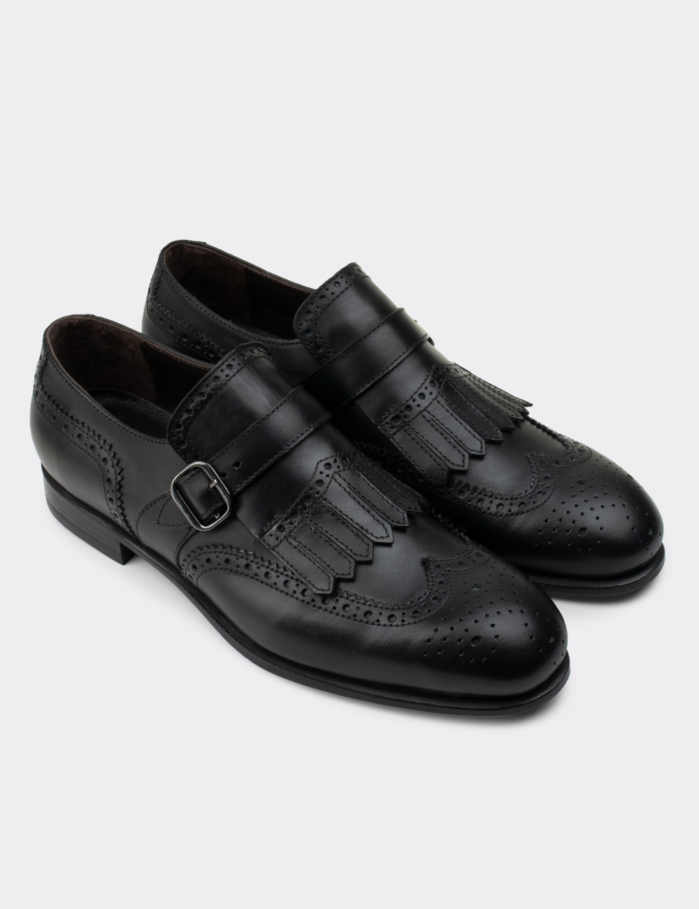 Hakiki Deri Özel Üretim Siyah Klasik Erkek Ayakkabı - 01680MSYHC01