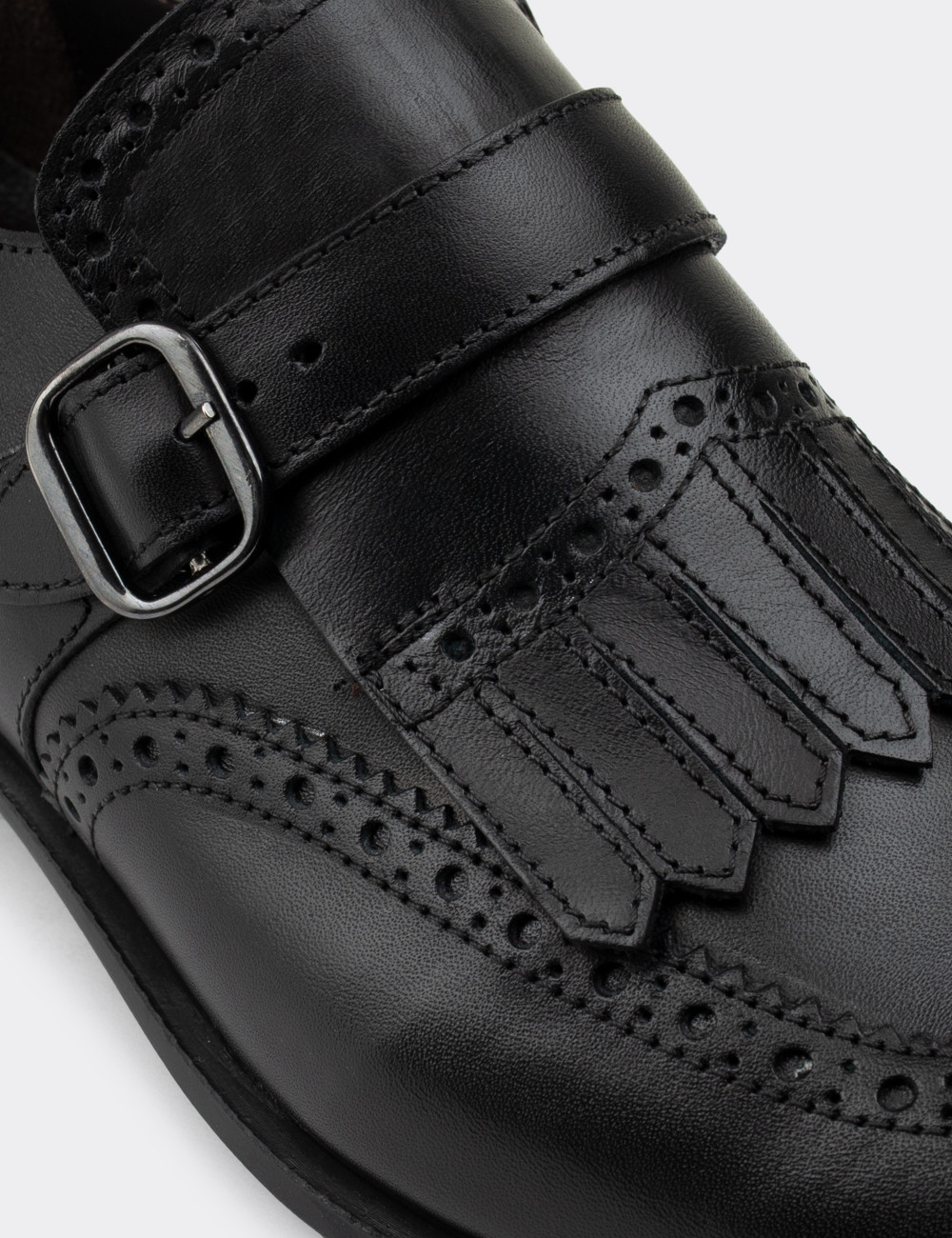 Hakiki Deri Özel Üretim Siyah Klasik Erkek Ayakkabı - 01680MSYHC01
