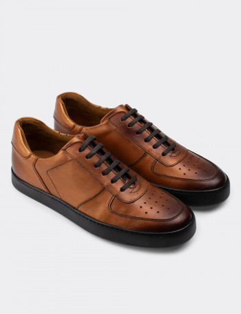 Hakiki Deri Bakır Rengi Sneaker Erkek Ayakkabı - 01860MBKRC01