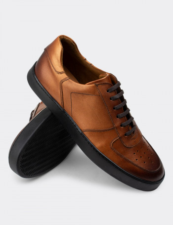 Hakiki Deri Bakır Rengi Sneaker Erkek Ayakkabı - 01860MBKRC01