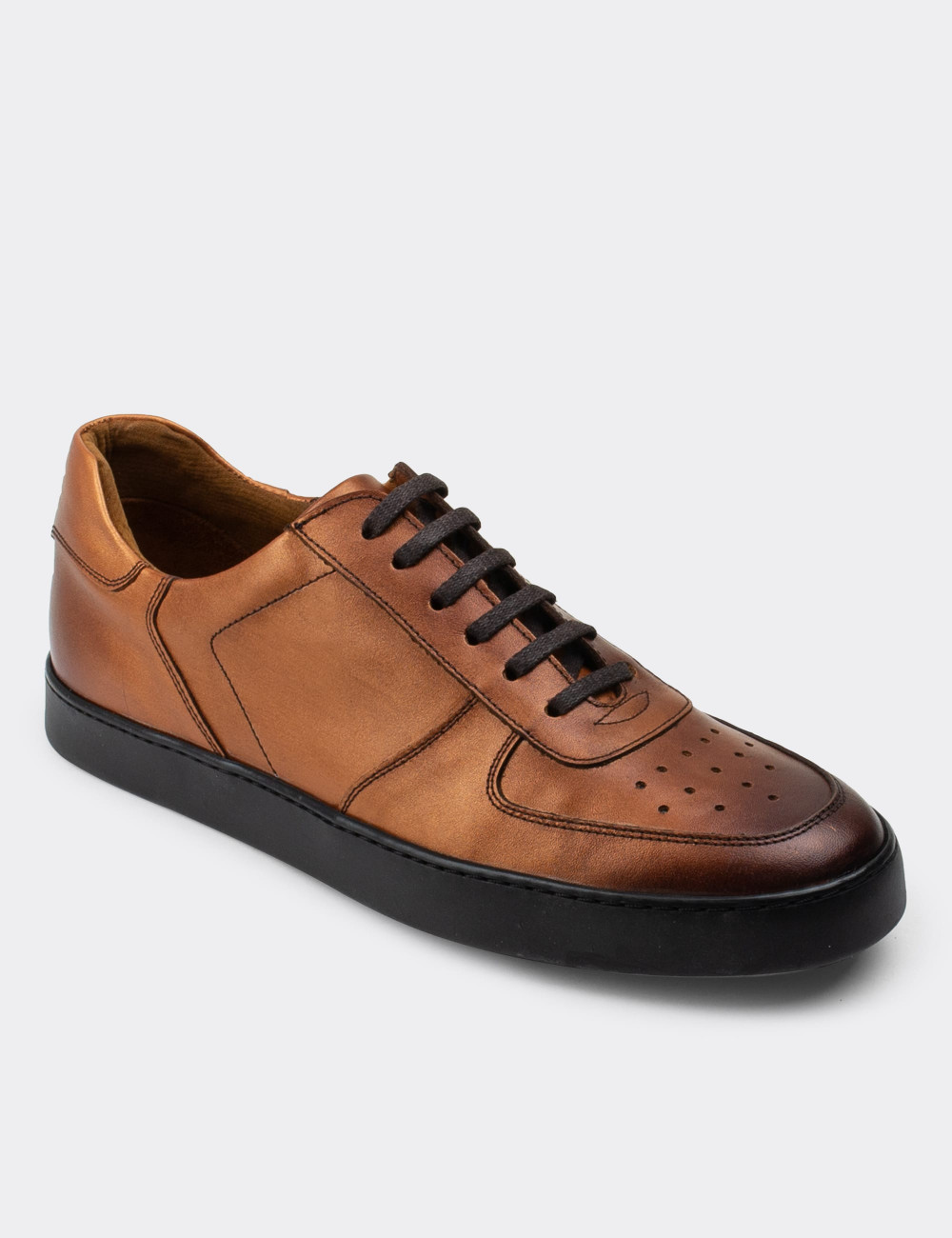 Hakiki Deri Bakır Rengi Sneaker Erkek Ayakkabı - 01860MBKRC01
