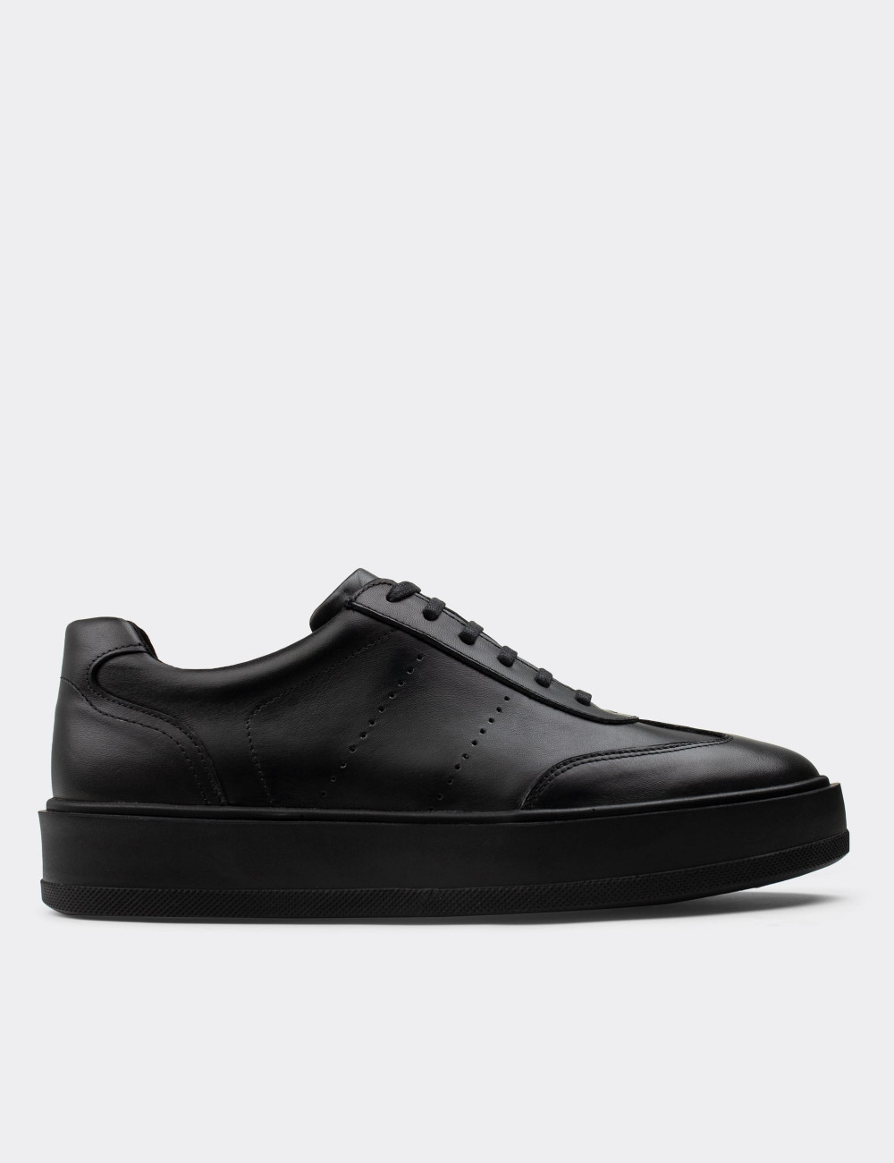 Hakiki Deri Siyah Sneaker Erkek Ayakkabı - 01881MSYHP01
