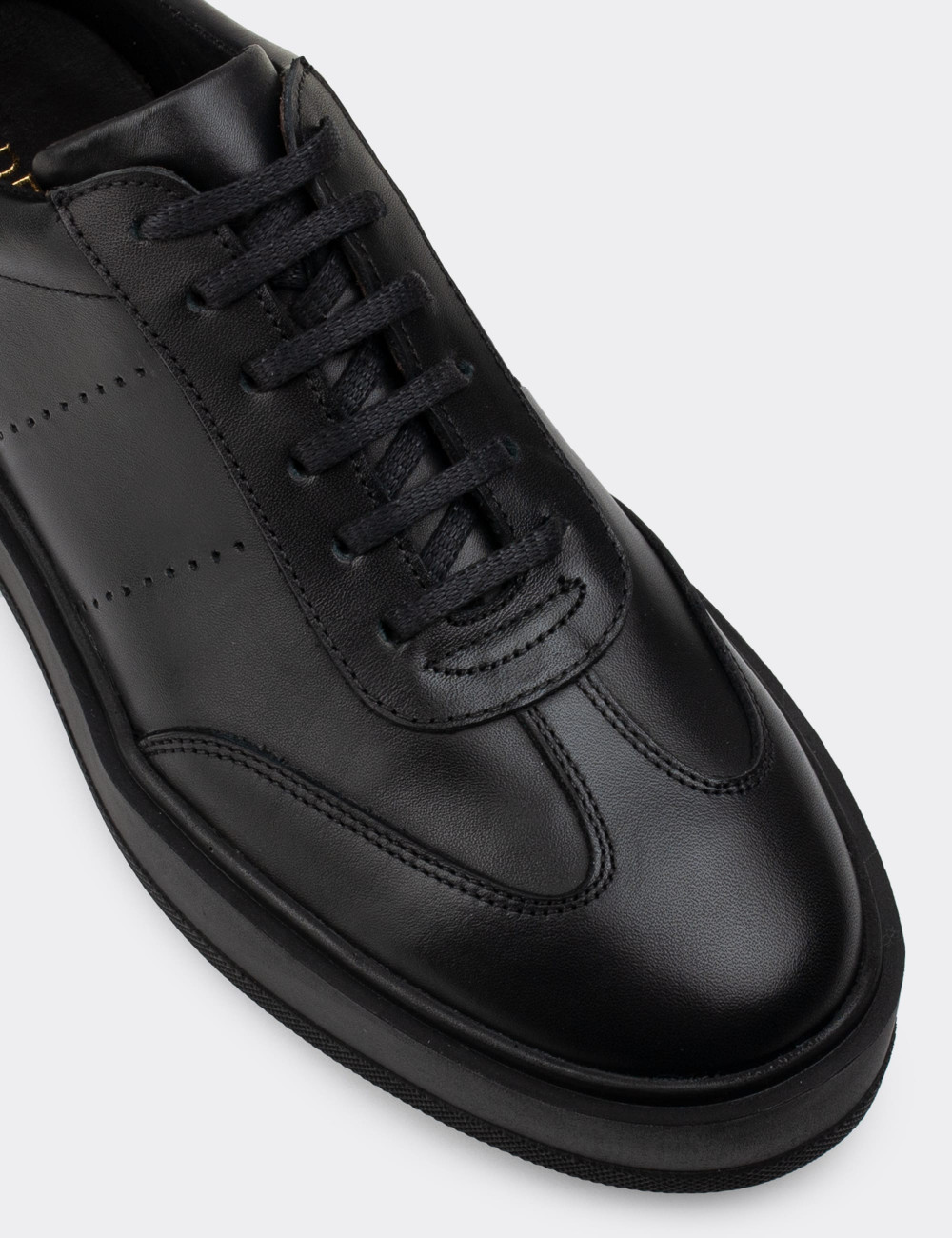 Hakiki Deri Siyah Sneaker Erkek Ayakkabı - 01881MSYHP01