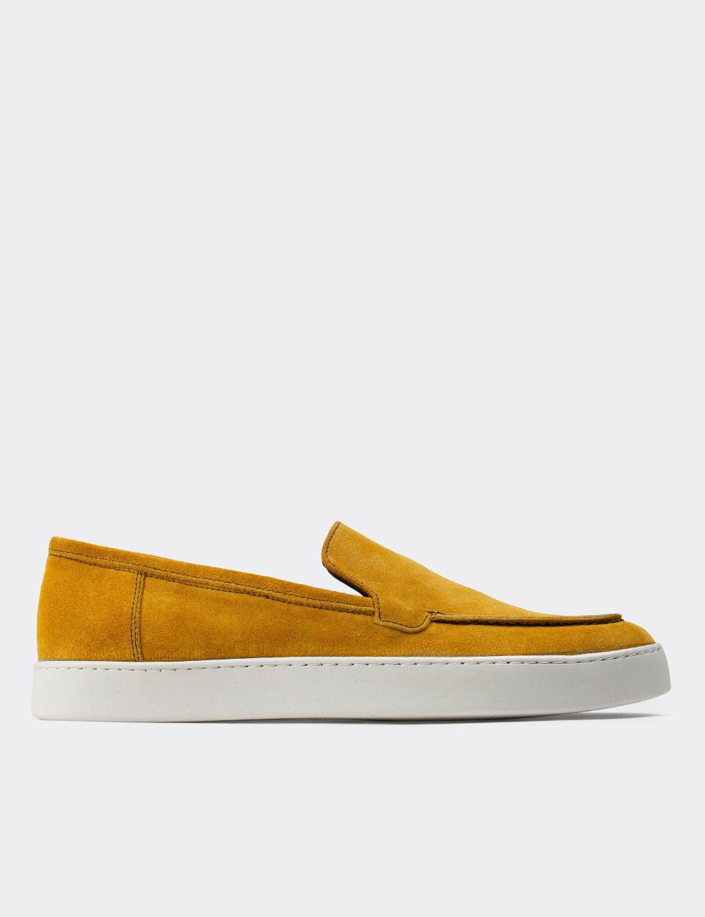 Hakiki Süet Sarı Loafer Erkek Ayakkabı - 01865MSRIC01