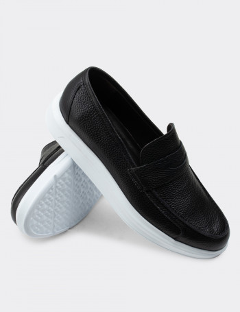 Hakiki Deri Comfort Siyah Erkek Loafer - 01564MSYHP04