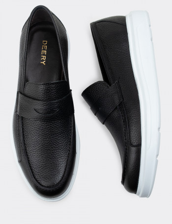 Hakiki Deri Comfort Siyah Erkek Loafer - 01564MSYHP04