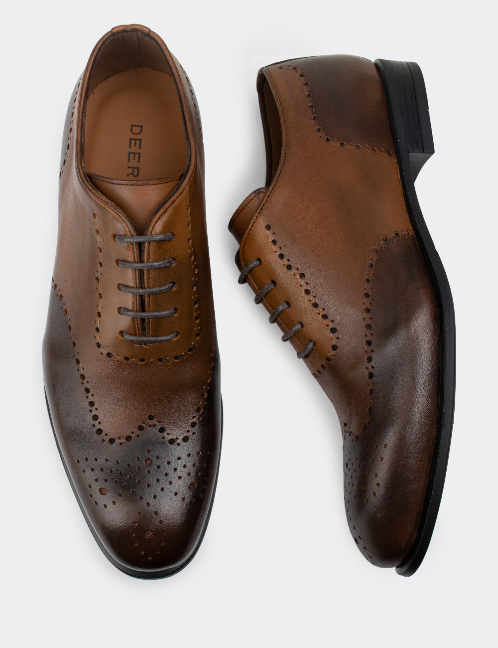 Hakiki Deri Özel Üretim Kahverengi Klasik Erkek Ayakkabı - 01684MKHVC01