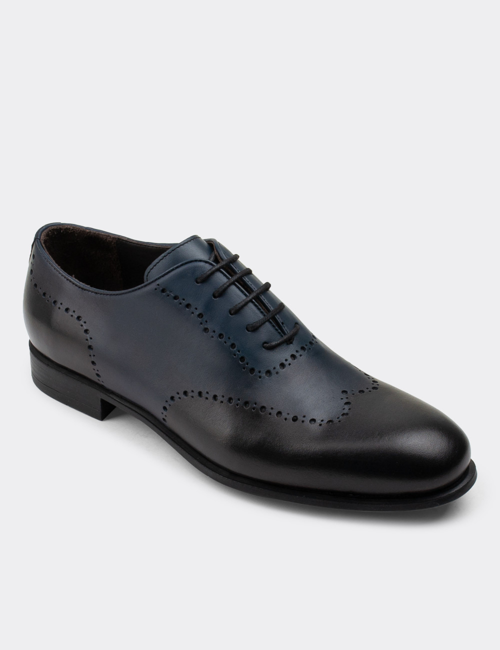 Hakiki Deri Özel Üretim Lacivert Klasik Erkek Ayakkabı - 01684MLCVC01