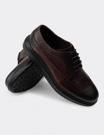 Hakiki Deri Bordo Comfort Günlük Erkek Ayakkabı - 01293MBRDP06