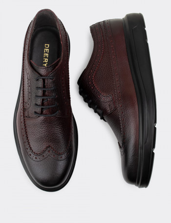 Hakiki Deri Bordo Comfort Günlük Erkek Ayakkabı - 01293MBRDP06