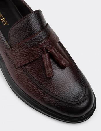 Hakiki Deri Bordo Comfort Erkek Loafer - 01587MBRDP03