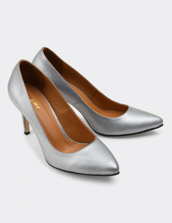 Hakiki Deri Gri Kadın Stiletto - D2029ZGRIM01
