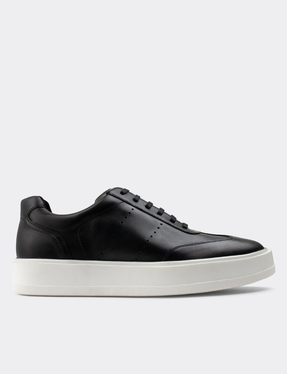 Hakiki Deri Siyah Sneaker Erkek Ayakkabı - 01881MSYHP02
