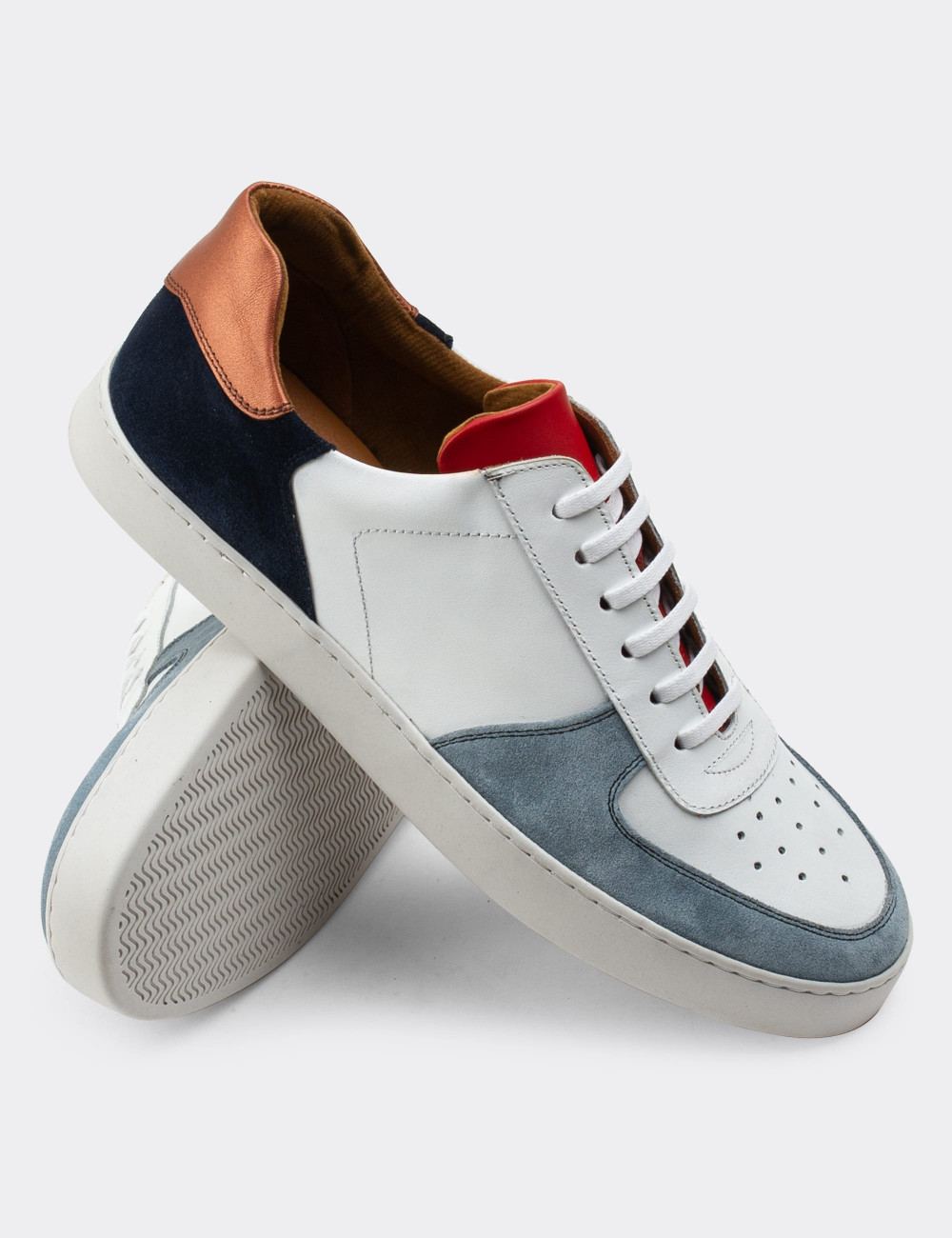 Hakiki Deri Beyaz Sneaker Erkek Ayakkabı - 01860MBYZC01