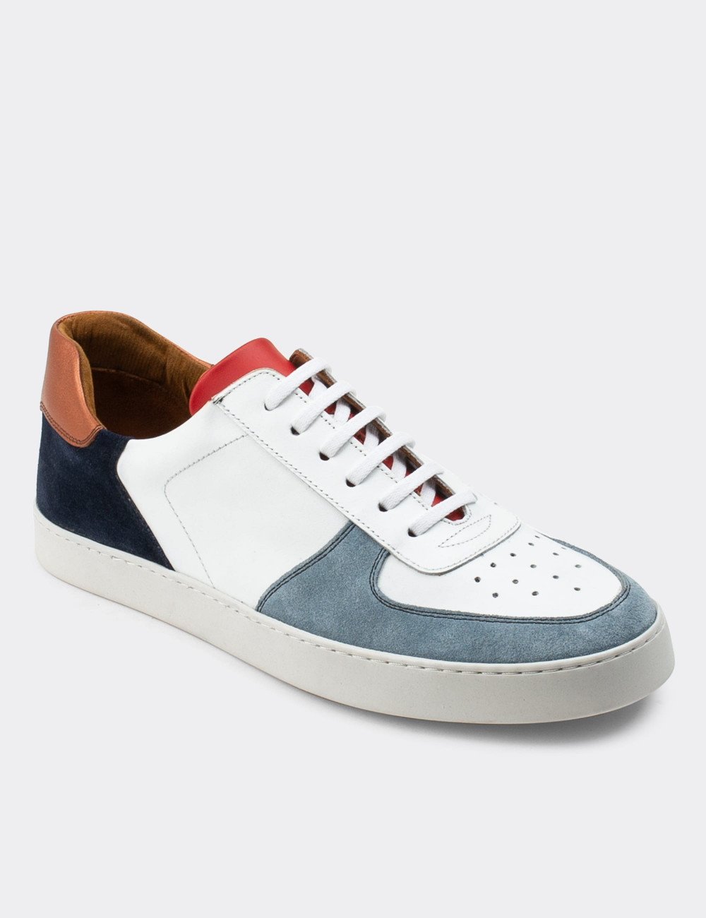 Hakiki Deri Beyaz Sneaker Erkek Ayakkabı - 01860MBYZC01