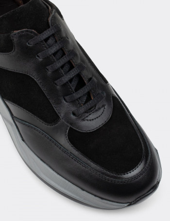Hakiki Deri Siyah Sneaker Erkek Ayakkabı