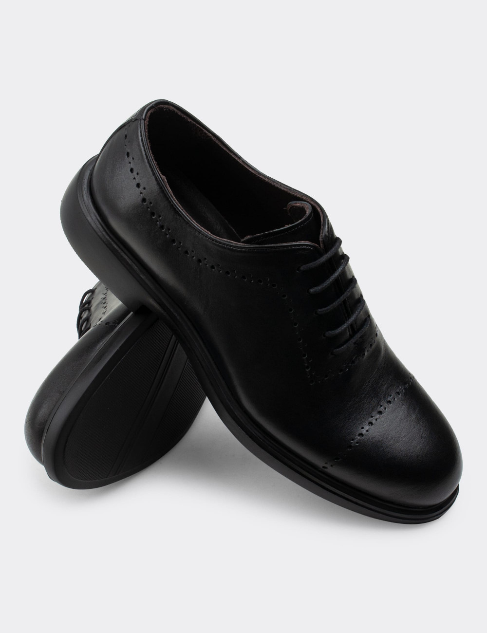Hakiki Deri Siyah Günlük Erkek Ayakkabı - 00491MSYHC01
