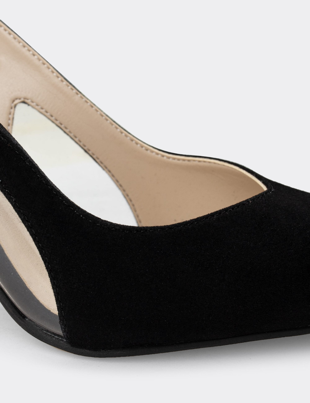 Siyah Süet Topuklu Kadın Ayakkabı - 02052ZSYHM02