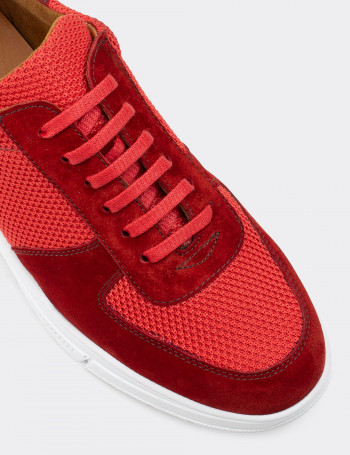 Hakiki Süet Kırmızı Sneaker Erkek Ayakkabı - 01860MKRMC01
