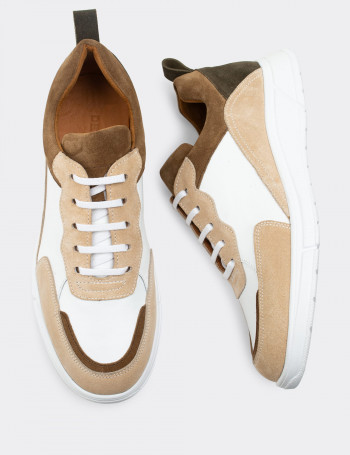 Hakiki Deri Bej Sneaker Erkek Ayakkabı - 01890MBEJC01