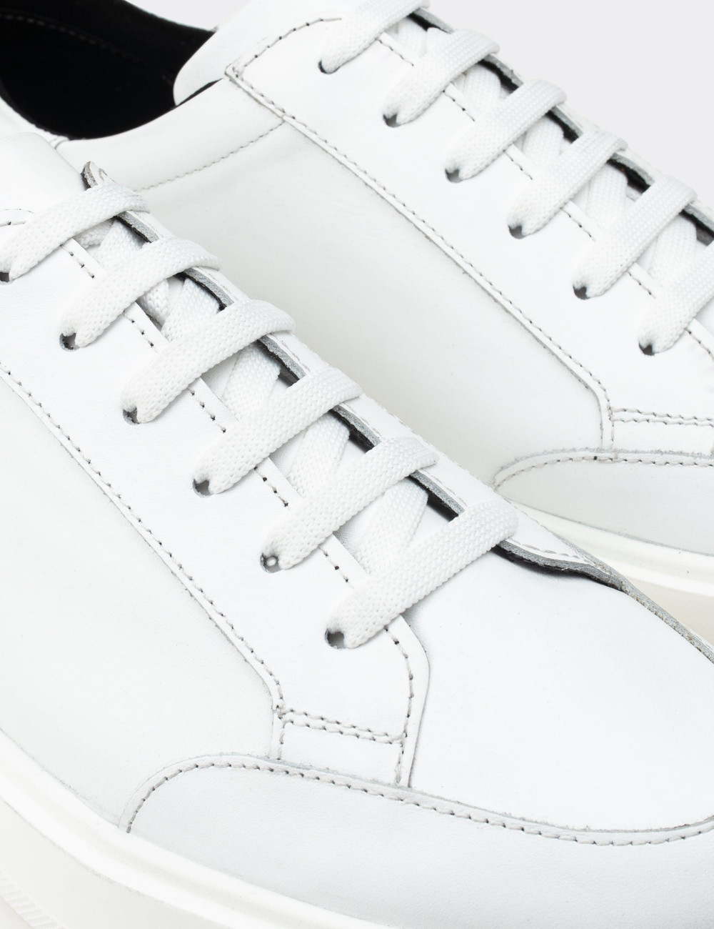 Hakiki Deri Beyaz Sneaker Erkek Ayakkabı - 01882MBYZP01