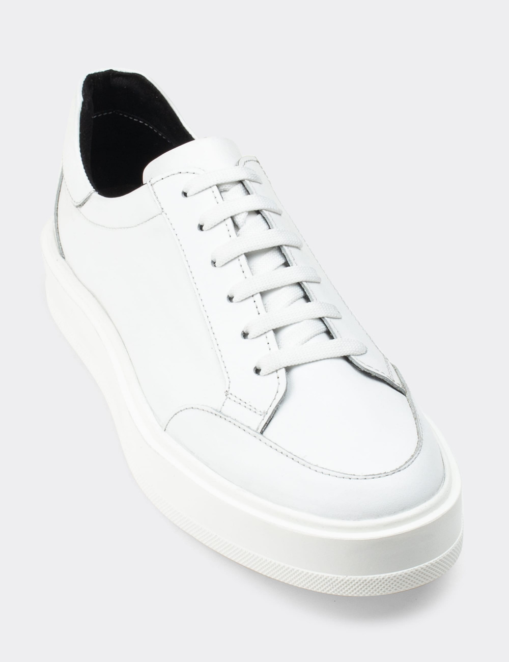 Hakiki Deri Beyaz Sneaker Erkek Ayakkabı - 01882MBYZP01