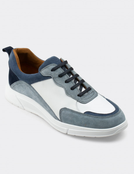 Hakiki Deri Mavi Sneaker Erkek Ayakkabı