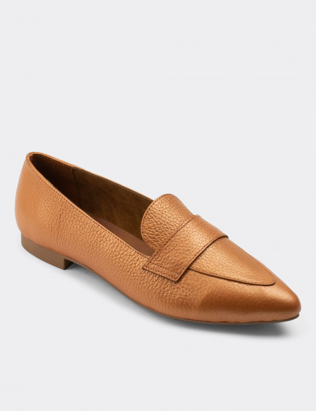 Hakiki Deri Taba Rengi Kadın Babet