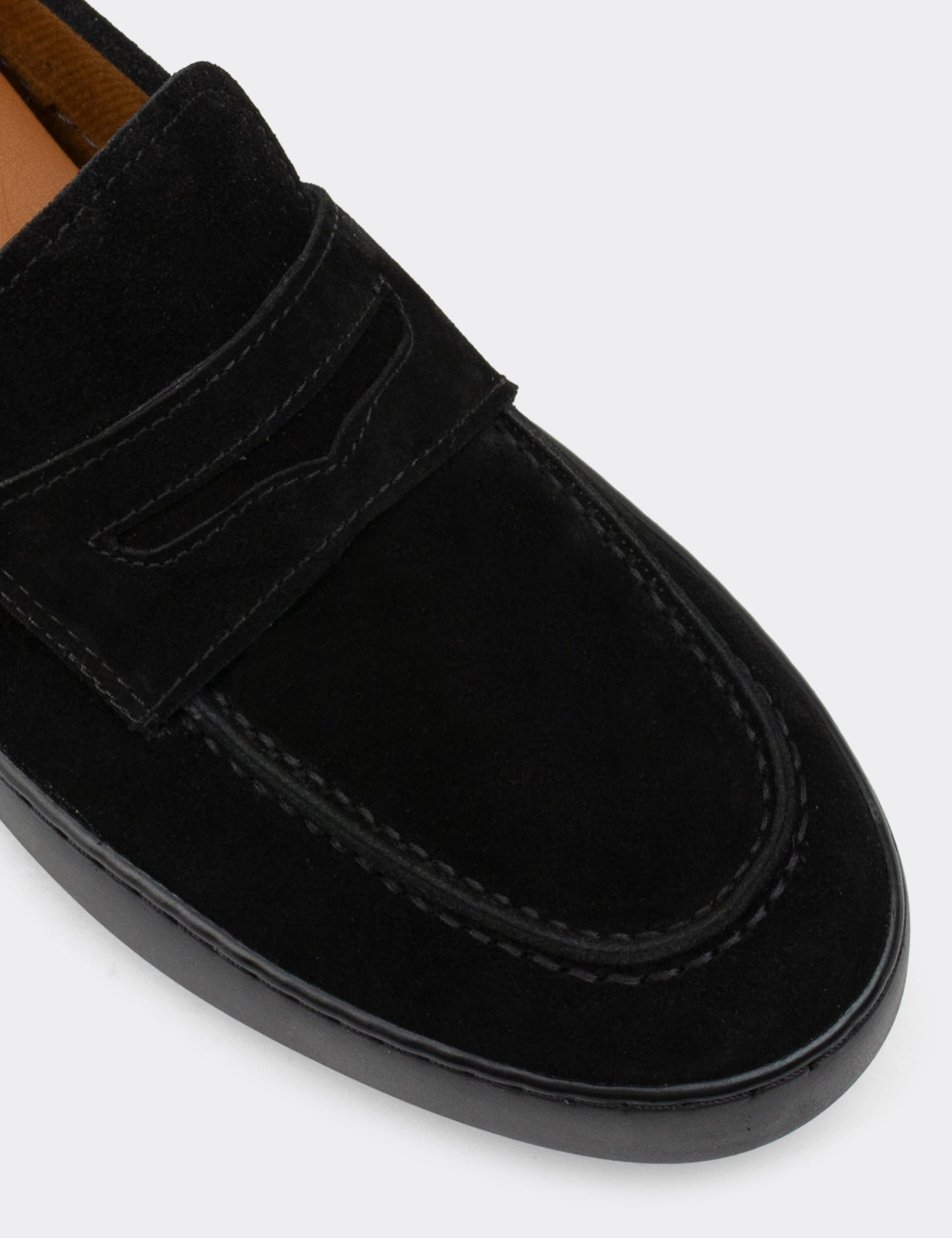 Hakiki Süet Siyah Loafer Erkek Ayakkabı - 01870MSYHC01