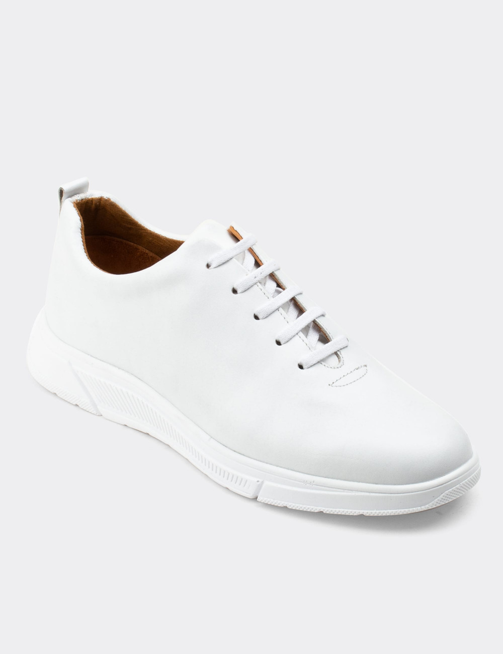 Hakiki Deri Beyaz Sneaker Erkek Ayakkabı - 01875MBYZC01