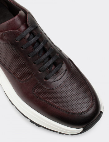 Hakiki Deri Bordo Sneaker Erkek Ayakkabı - 01887MBRDE01