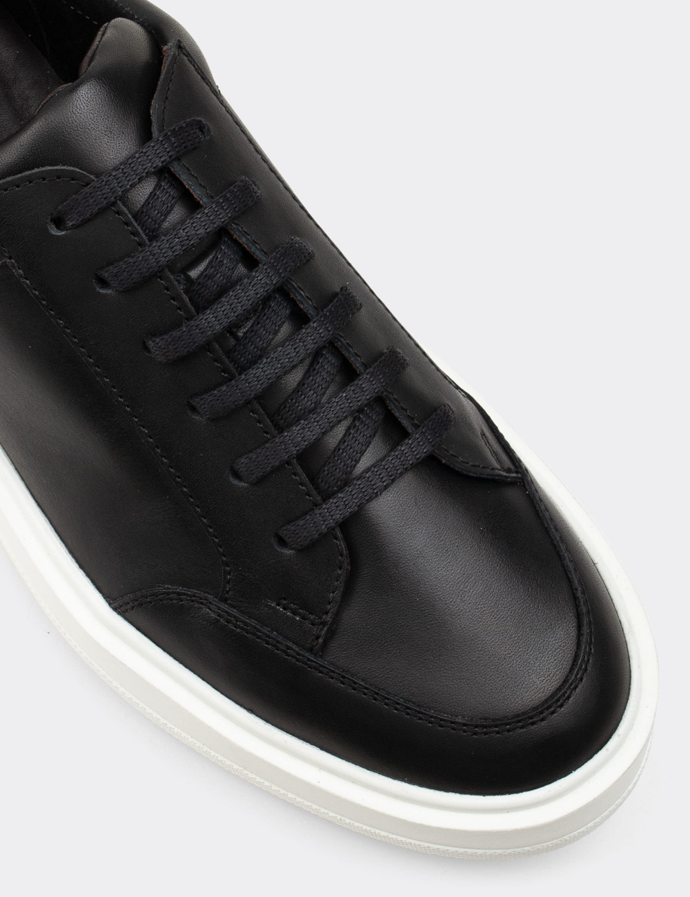 Hakiki Deri Siyah Sneaker Erkek Ayakkabı - 01882MSYHP01