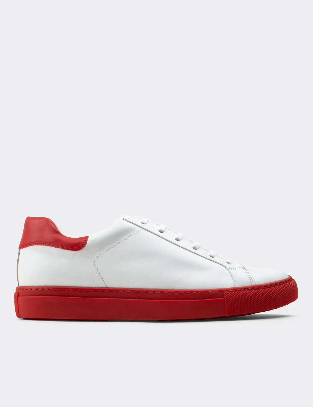 Hakiki Deri Beyaz Sneaker Erkek Ayakkabı - 01829MBYZC09