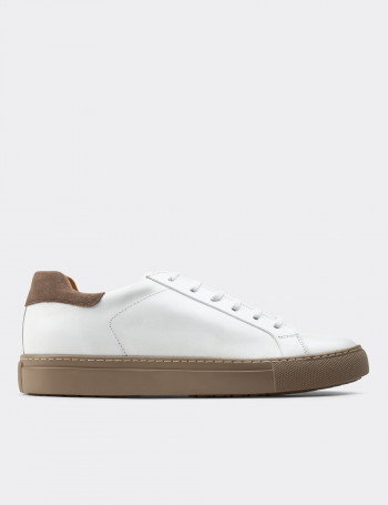 Hakiki Deri Beyaz Sneaker Erkek Ayakkabı