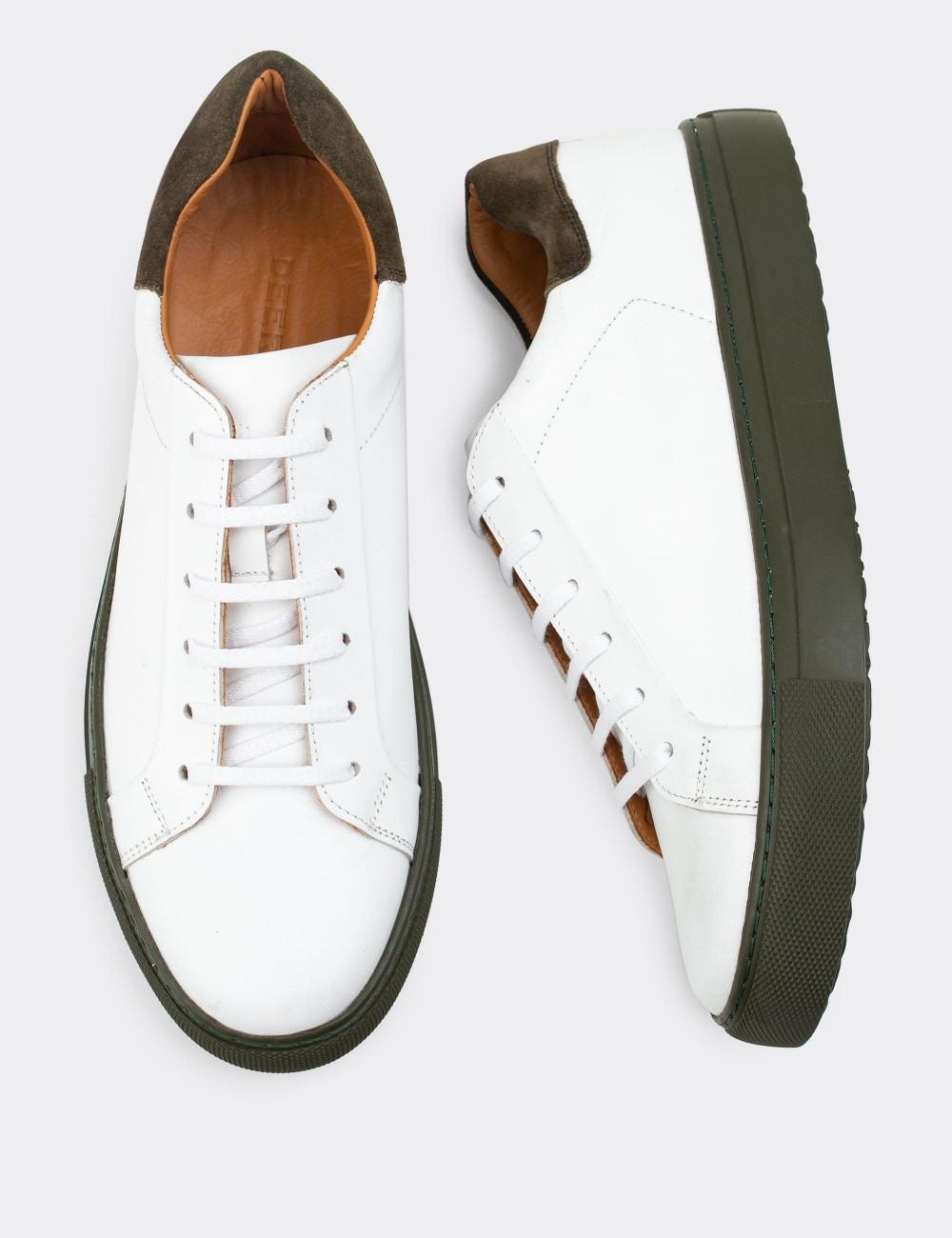 Hakiki Deri Beyaz Sneaker Erkek Ayakkabı - 01829MBYZC08