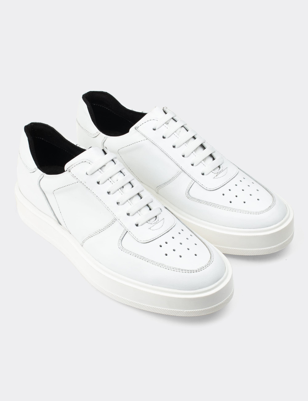 Hakiki Deri Beyaz Sneaker Erkek Ayakkabı - 01880MBYZP01