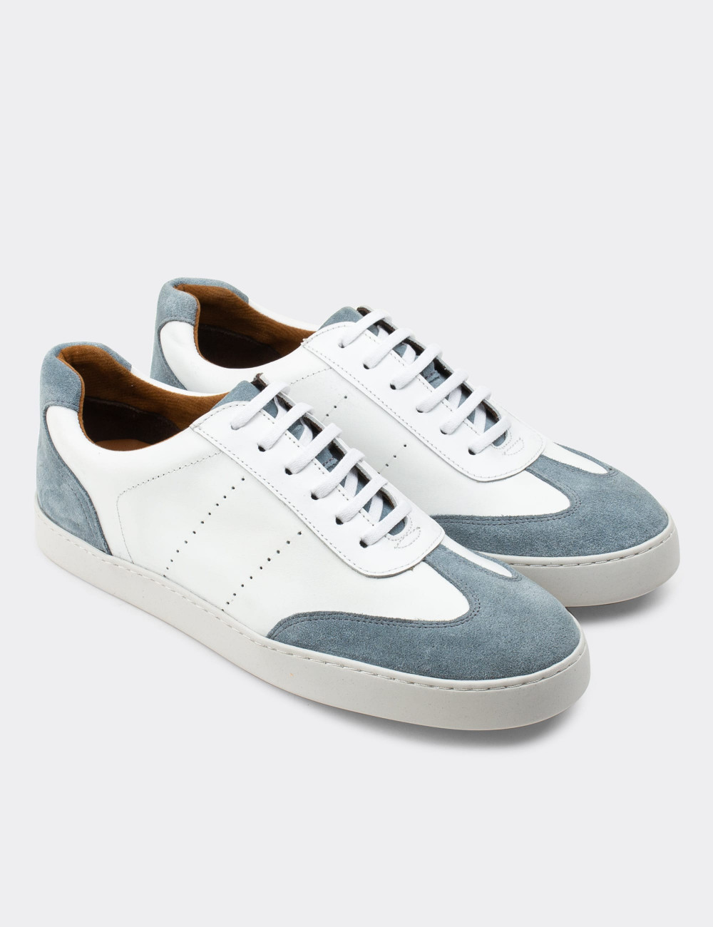 Hakiki Deri Beyaz Sneaker Erkek Ayakkabı - 01881MBYZC01