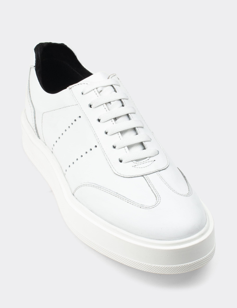 Hakiki Deri Beyaz Sneaker Erkek Ayakkabı - 01881MBYZP01