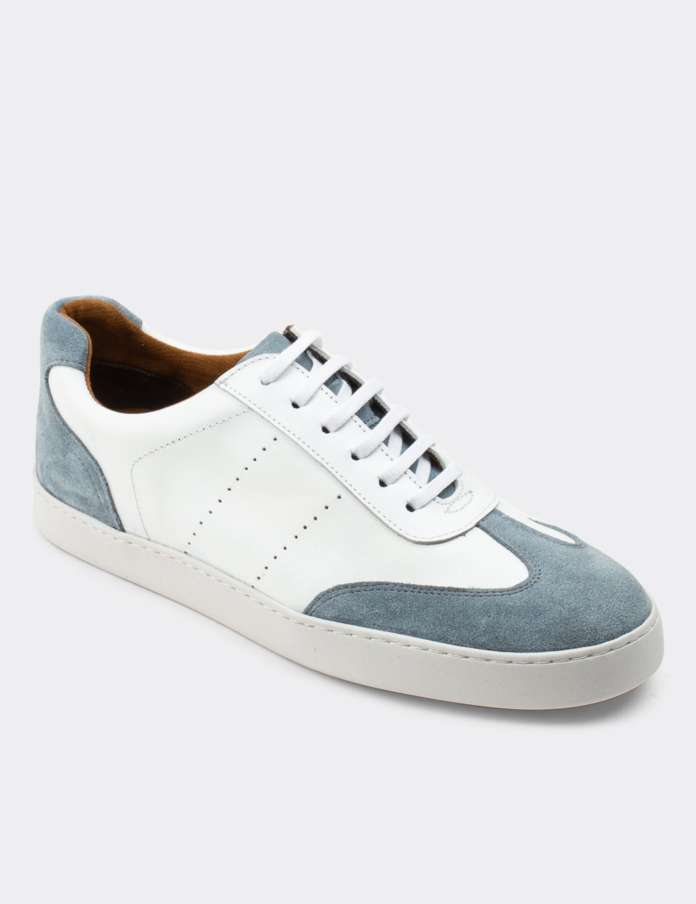 Hakiki Deri Beyaz Sneaker Erkek Ayakkabı - 01881MBYZC01