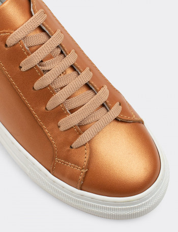 Hakiki Deri Bronz Rengi Sneaker Kadın Ayakkabı - Z1681ZBRNC01