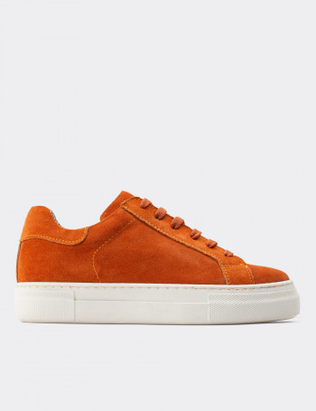 Hakiki Süet Turuncu Sneaker Kadın Ayakkabı - Z1681ZTRCC01