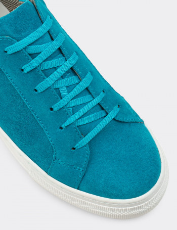 Hakiki Süet Turkuaz Rengi Sneaker Kadın Ayakkabı - Z1681ZTRKC01