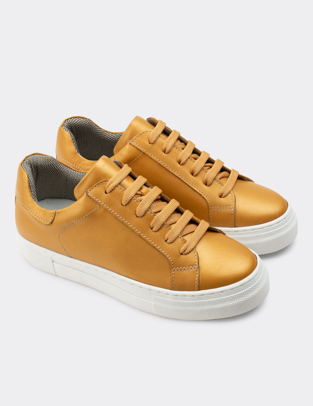 Hakiki Deri Sarı Sneaker Kadın Ayakkabı - Z1681ZSRIC01