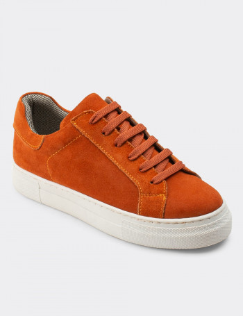 Hakiki Süet Turuncu Sneaker Kadın Ayakkabı - Z1681ZTRCC01