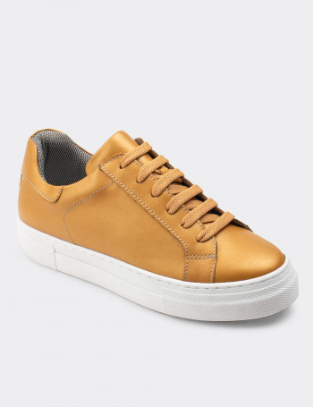 Hakiki Deri Sarı Sneaker Kadın Ayakkabı - Z1681ZSRIC01