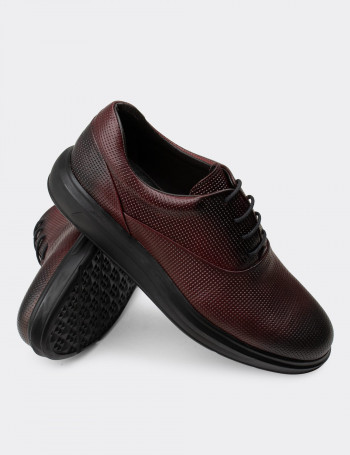 Hakiki Deri Bordo Günlük Comfort Erkek Ayakkabı - 01652MBRDP06